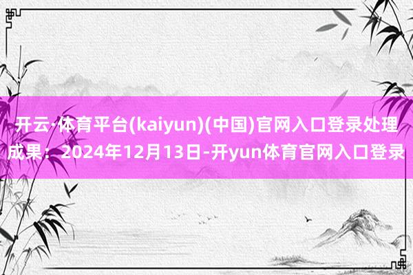开云·体育平台(kaiyun)(中国)官网入口登录处理成果：2024年12月13日-开yun体育官网入口登录
