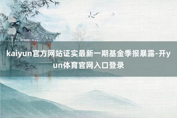 kaiyun官方网站证实最新一期基金季报暴露-开yun体育官网入口登录