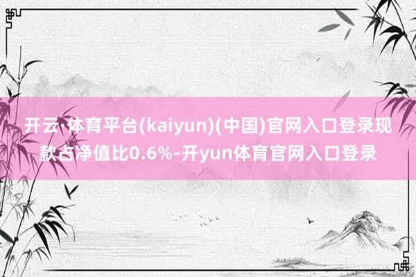 开云·体育平台(kaiyun)(中国)官网入口登录现款占净值比0.6%-开yun体育官网入口登录
