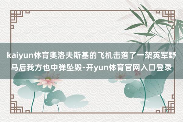kaiyun体育奥洛夫斯基的飞机击落了一架英军野马后我方也中弹坠毁-开yun体育官网入口登录