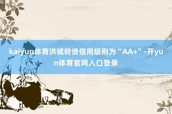 kaiyun体育洪城转债信用级别为“AA+”-开yun体育官网入口登录