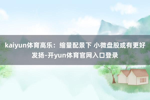 kaiyun体育高乐:缩量配景下 小微盘股或有更好发扬-开yun体育官网入口登录